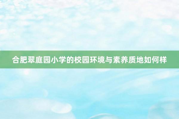 合肥翠庭园小学的校园环境与素养质地如何样