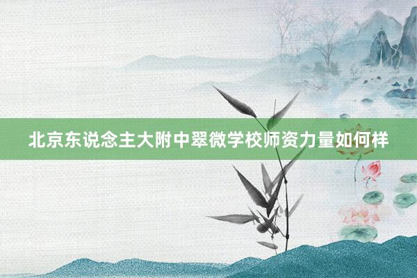 北京东说念主大附中翠微学校师资力量如何样